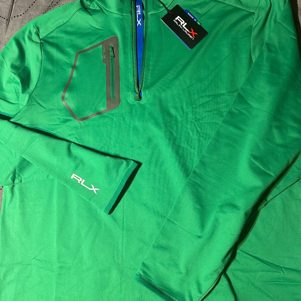 RALPH LAUREN RLX GOLF 1/4 ZIP. GREEN PULLOVER JACKET SIZE XL OR M MEN $148.00